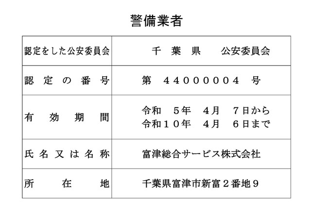 警備業者標識